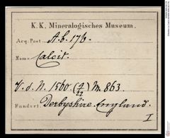 Etiketten zu Calcit (NHMW-MIN-Ab176)